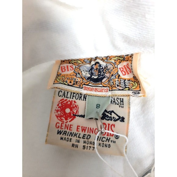 Vintage 1980s Gene Ewing White Stirrup Pants Black Scroll Design Womens Size 8 - Picture 10 of 12